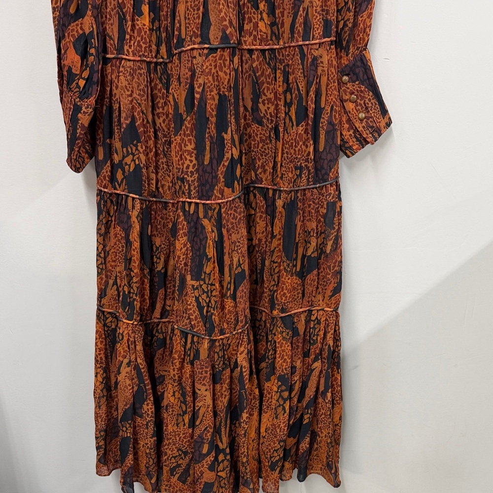 Farm Rio Black Giraffes Puff Sleeve Maxi Dress xs NEW - Picture 8 of 12